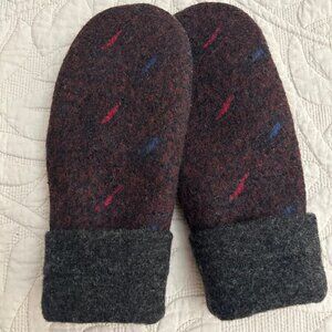 Brown/Gray Felted Wool Mittens Handcrafted from Repurposed Sweaters